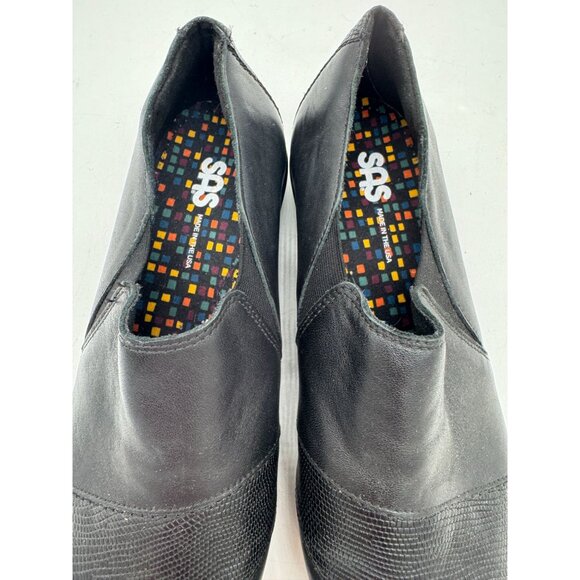 SAS Womens Nora Slip On Loafers Size 9W Black Wedge Leather Comfort Casual - Picture 7 of 15